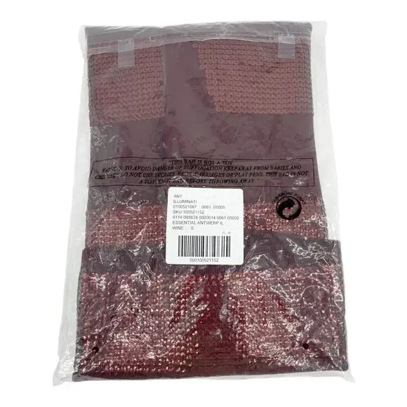 ESSENTIEL ANTWERP Illuminati Sequin Striped Polo Shirt in Wine S